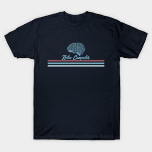 Retro Computer Brain - Stripes T-Shirt